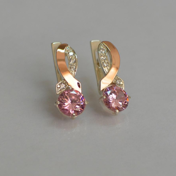 Срібні сережки з напайками із золота