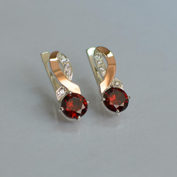 Срібні сережки з напайками із золота