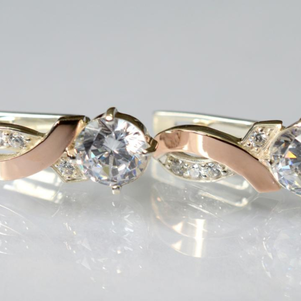 Срібні сережки з напайками із золота