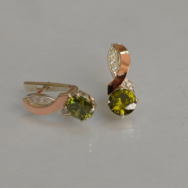 Срібні сережки з напайками із золота