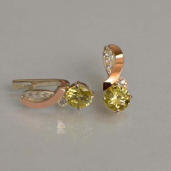 Срібні сережки з напайками із золота