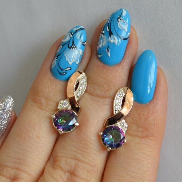 Срібні сережки з напайками із золота