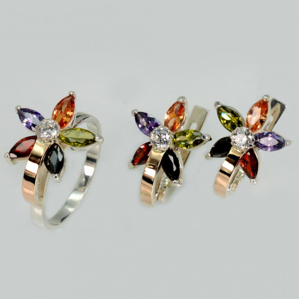 Срібний набір з золотими напайками