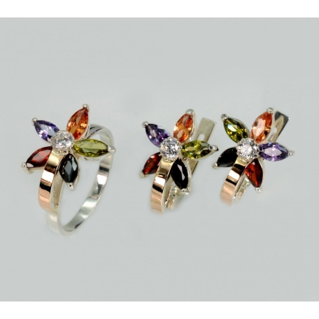 Серебряный набор с золотыми напайками