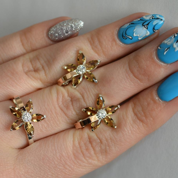 Срібний набір з золотими напайками