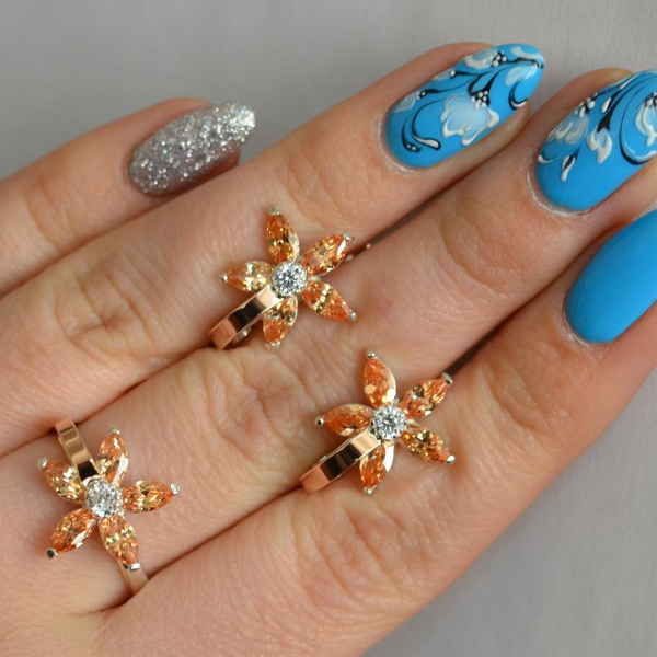 Срібний набір з золотими напайками