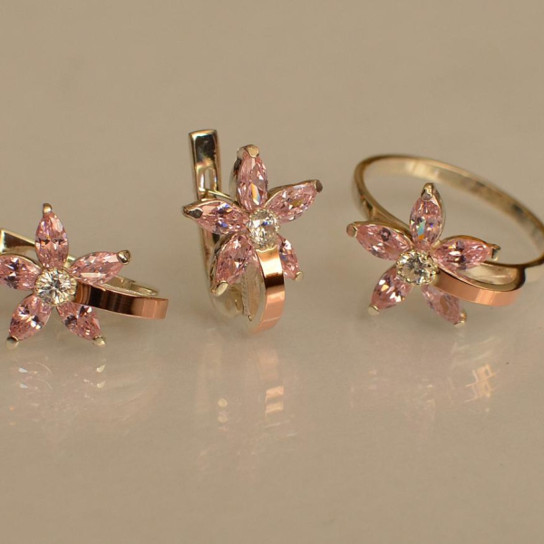 Срібний набір з золотими напайками