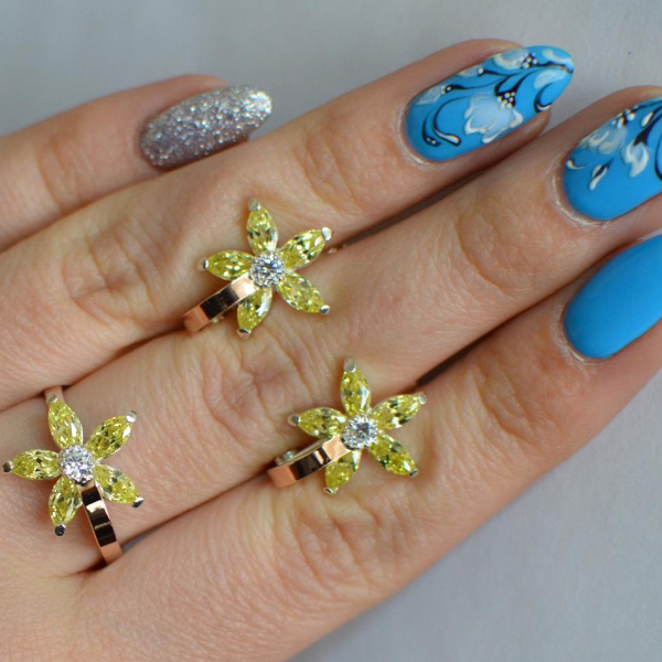 Срібний набір з золотими напайками