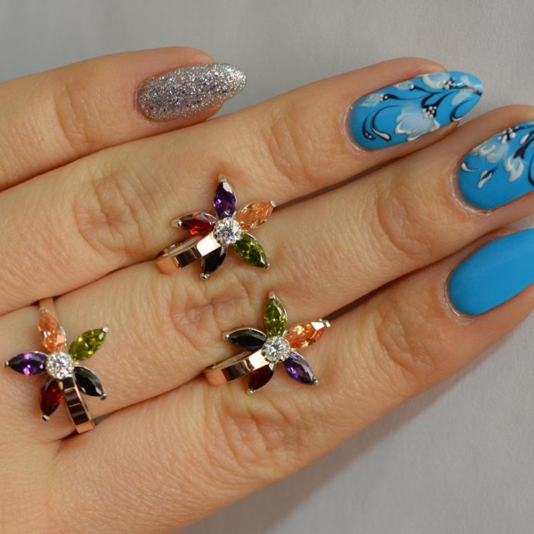 Срібний набір з золотими напайками