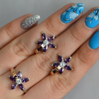 Срібний набір з золотими напайками