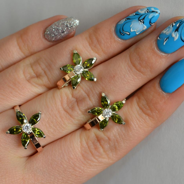 Срібний набір з золотими напайками