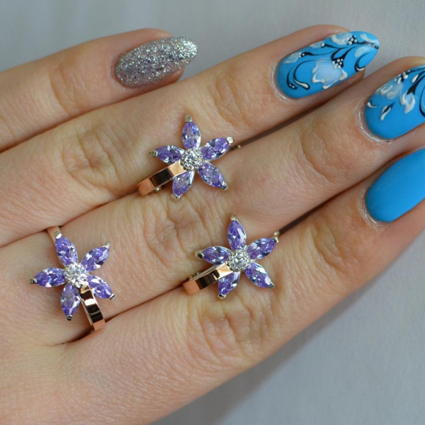 Срібний набір з золотими напайками