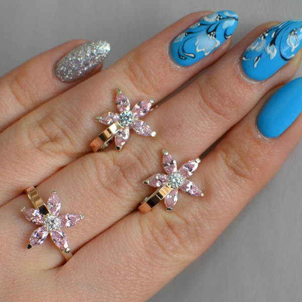 Срібний набір з золотими напайками