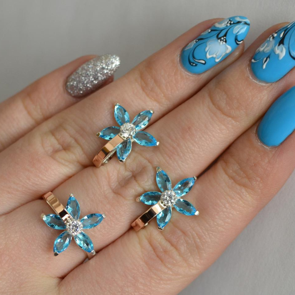 Срібний набір з золотими напайками