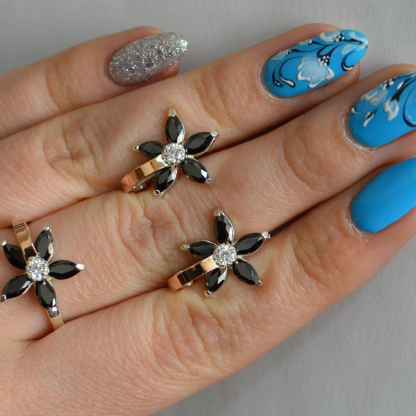 Срібний набір з золотими напайками