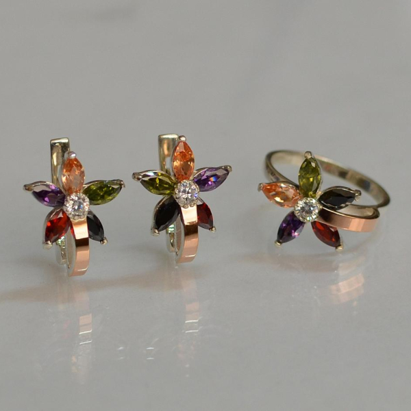 Срібний набір з золотими напайками