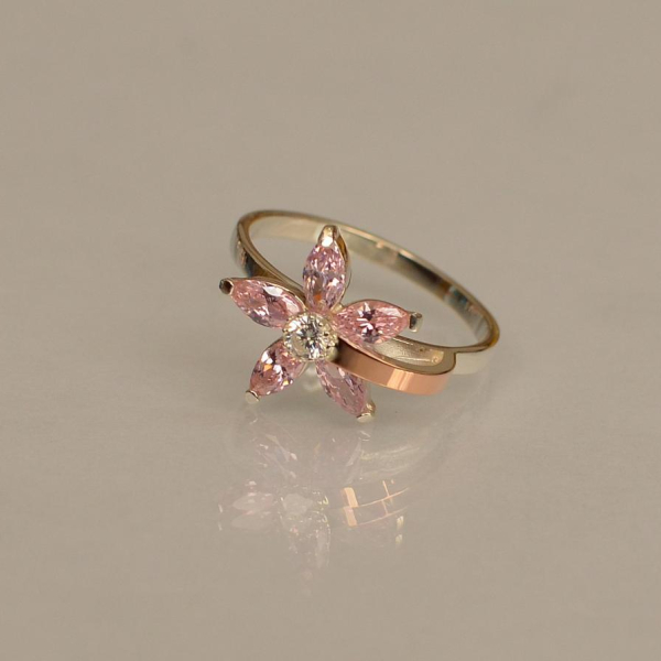 Срібна каблучка з золотими вставками