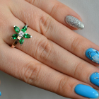 Срібна каблучка з золотими вставками