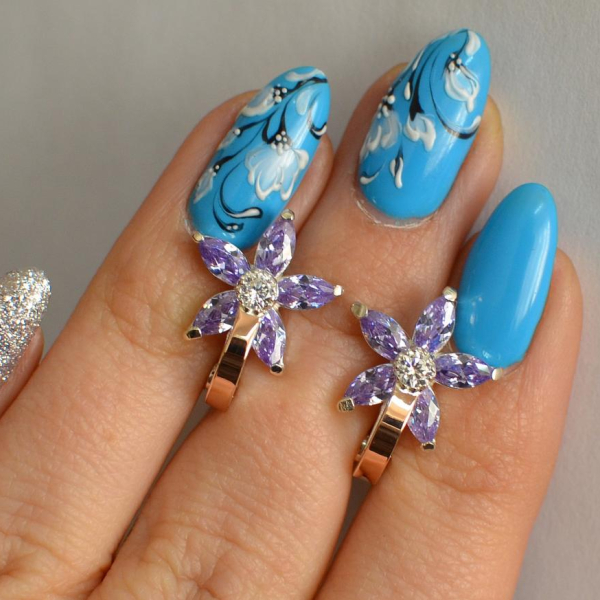 Срібні сережки з напайками із золота