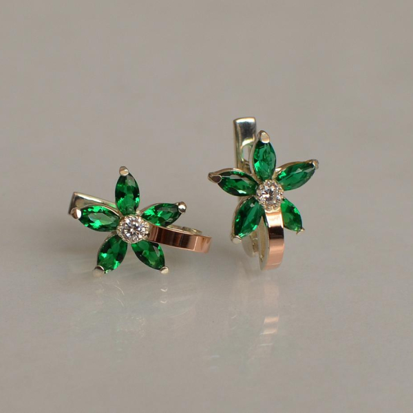 Срібні сережки з напайками із золота