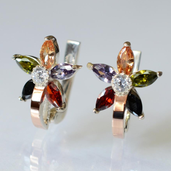 Срібні сережки з напайками із золота