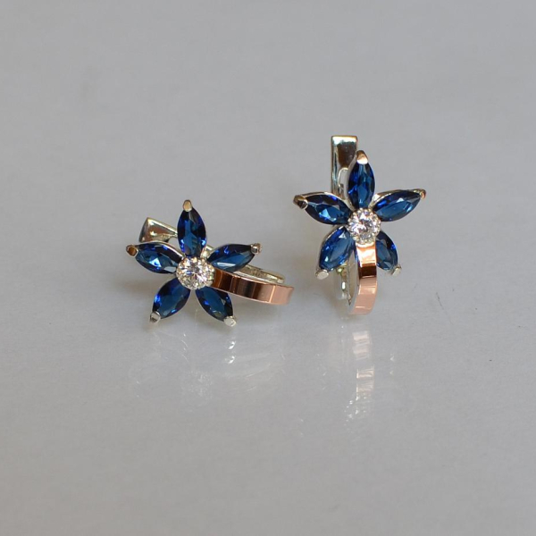 Срібні сережки з напайками із золота