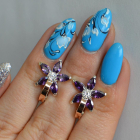 Срібні сережки з напайками із золота