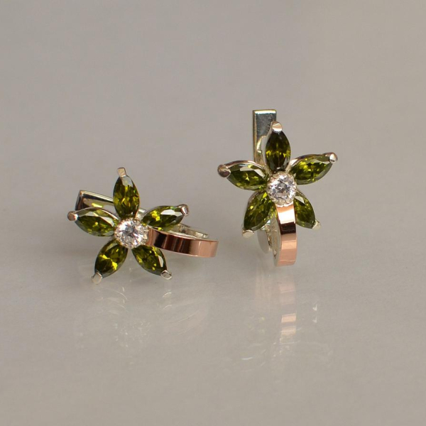 Срібні сережки з напайками із золота