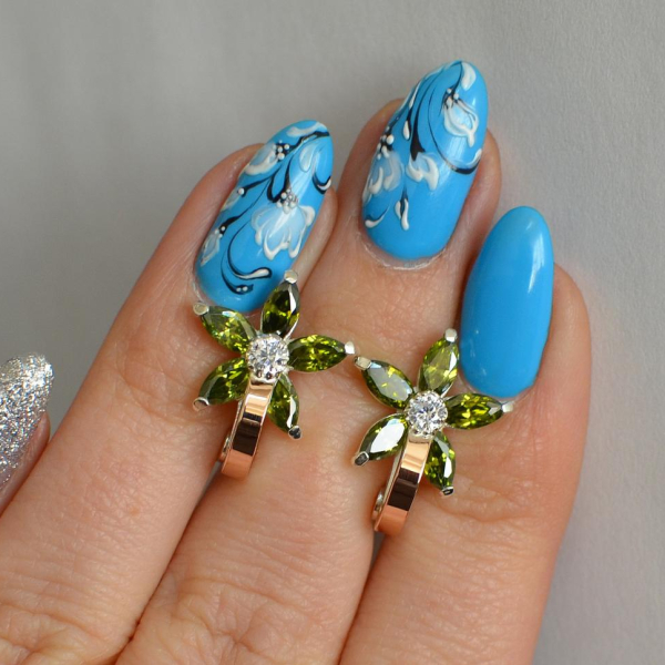 Срібні сережки з напайками із золота