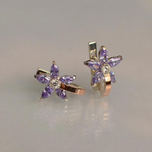 Срібні сережки з напайками із золота