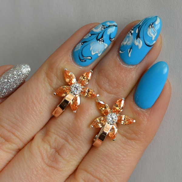 Срібні сережки з напайками із золота