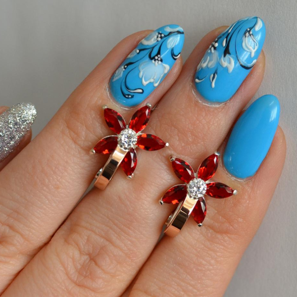 Срібні сережки з напайками із золота