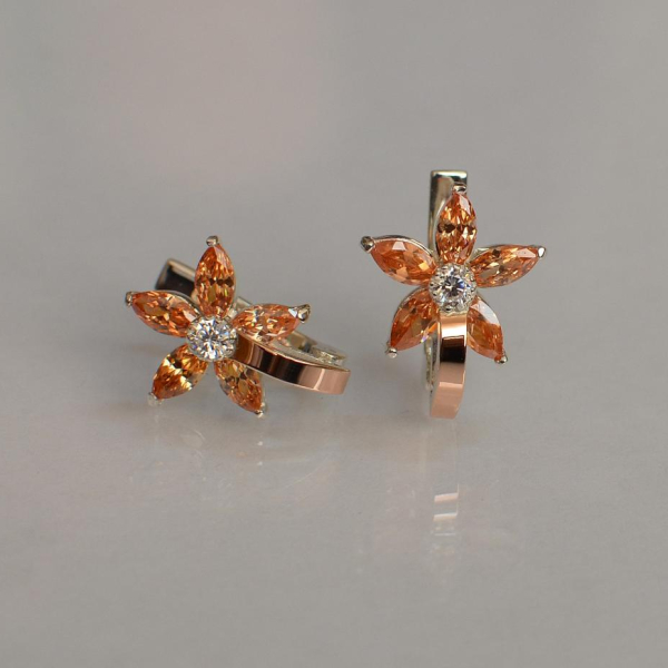 Срібні сережки з напайками із золота