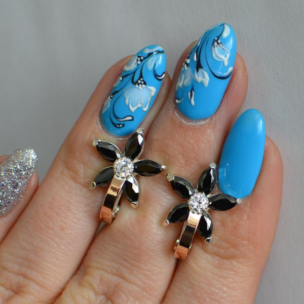 Срібні сережки з напайками із золота