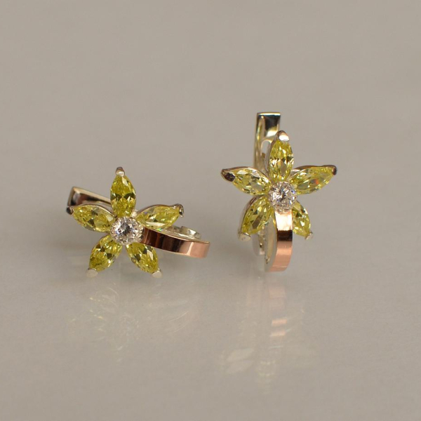 Срібні сережки з напайками із золота