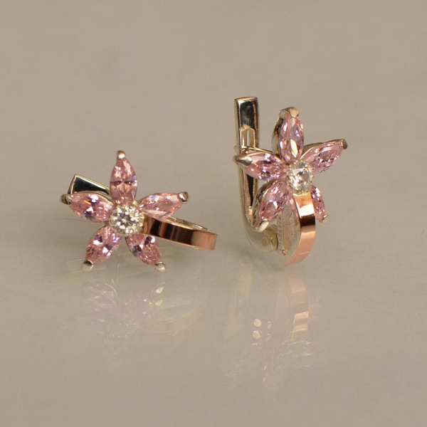 Срібні сережки з напайками із золота