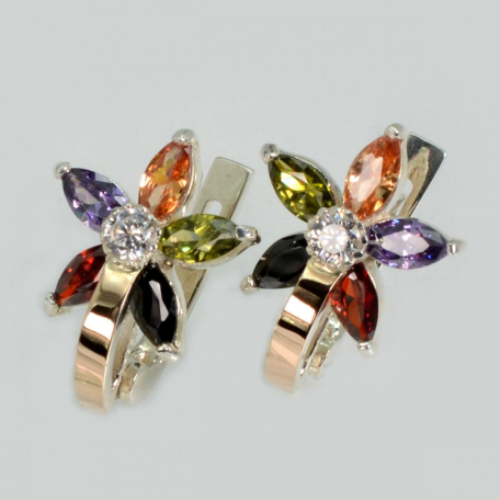 Срібні сережки з напайками із золота