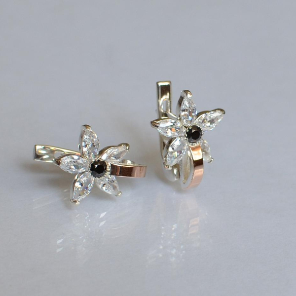 Срібні сережки з напайками із золота