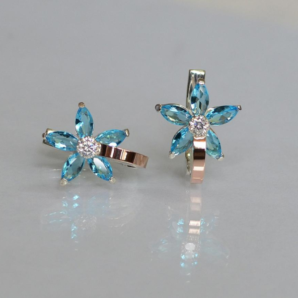 Срібні сережки з напайками із золота