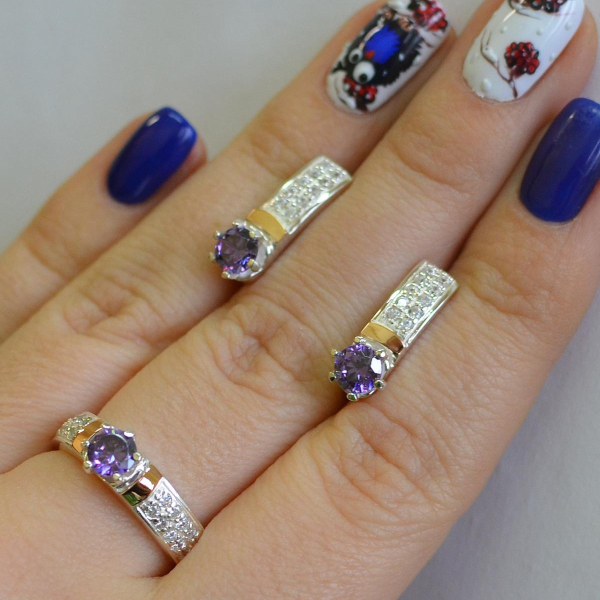 Срібний гарнітур з пластинами із золота