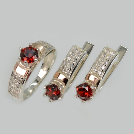 Срібний гарнітур з золотими пластинами