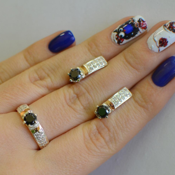 Срібний гарнітур з пластинами із золота