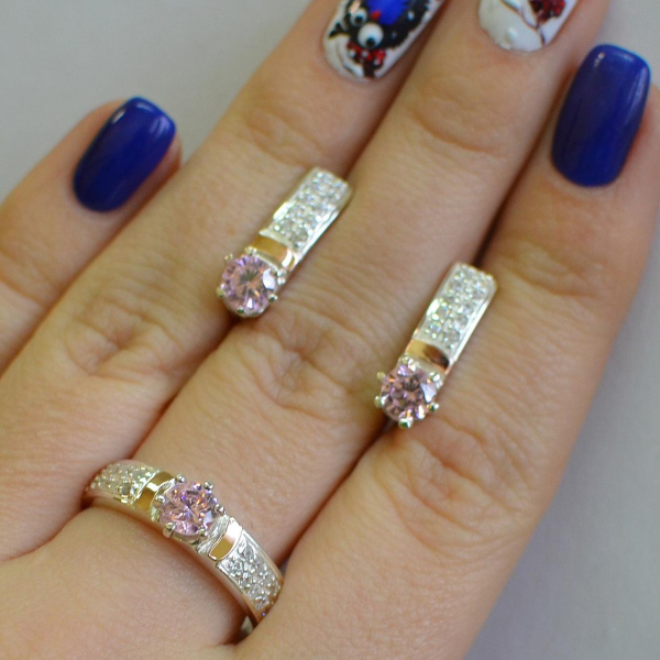 Срібний гарнітур з пластинами із золота