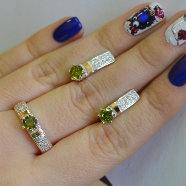 Срібний гарнітур з пластинами із золота