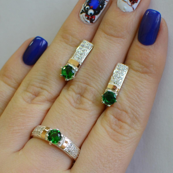 Срібний гарнітур з пластинами із золота