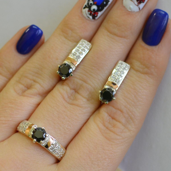 Срібний гарнітур з пластинами із золота