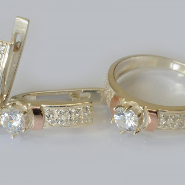 Срібний гарнітур з пластинами із золота