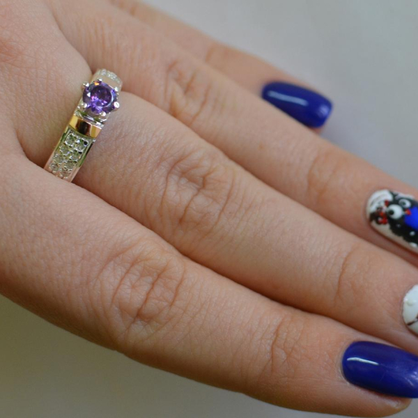 Срібна каблучка з золотими напайками