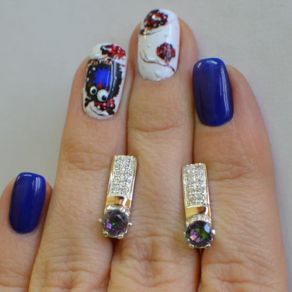 Срібні сережки  зі вставками з золота