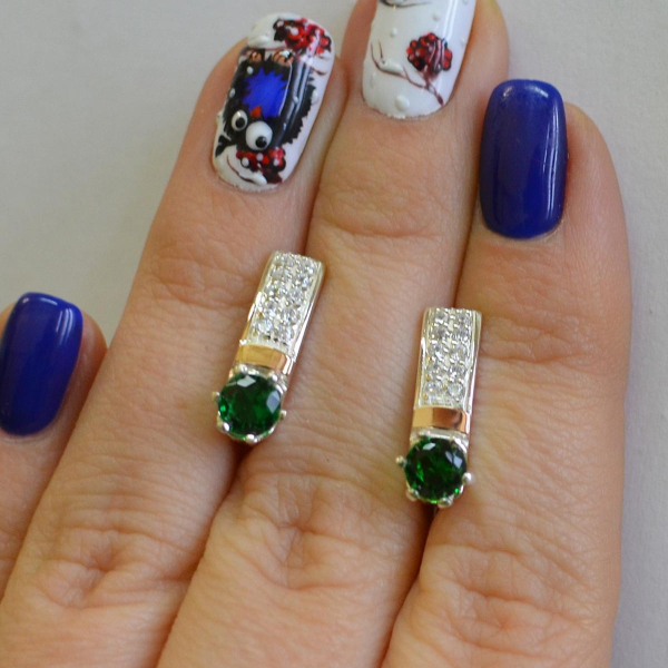 Срібні сережки  зі вставками з золота